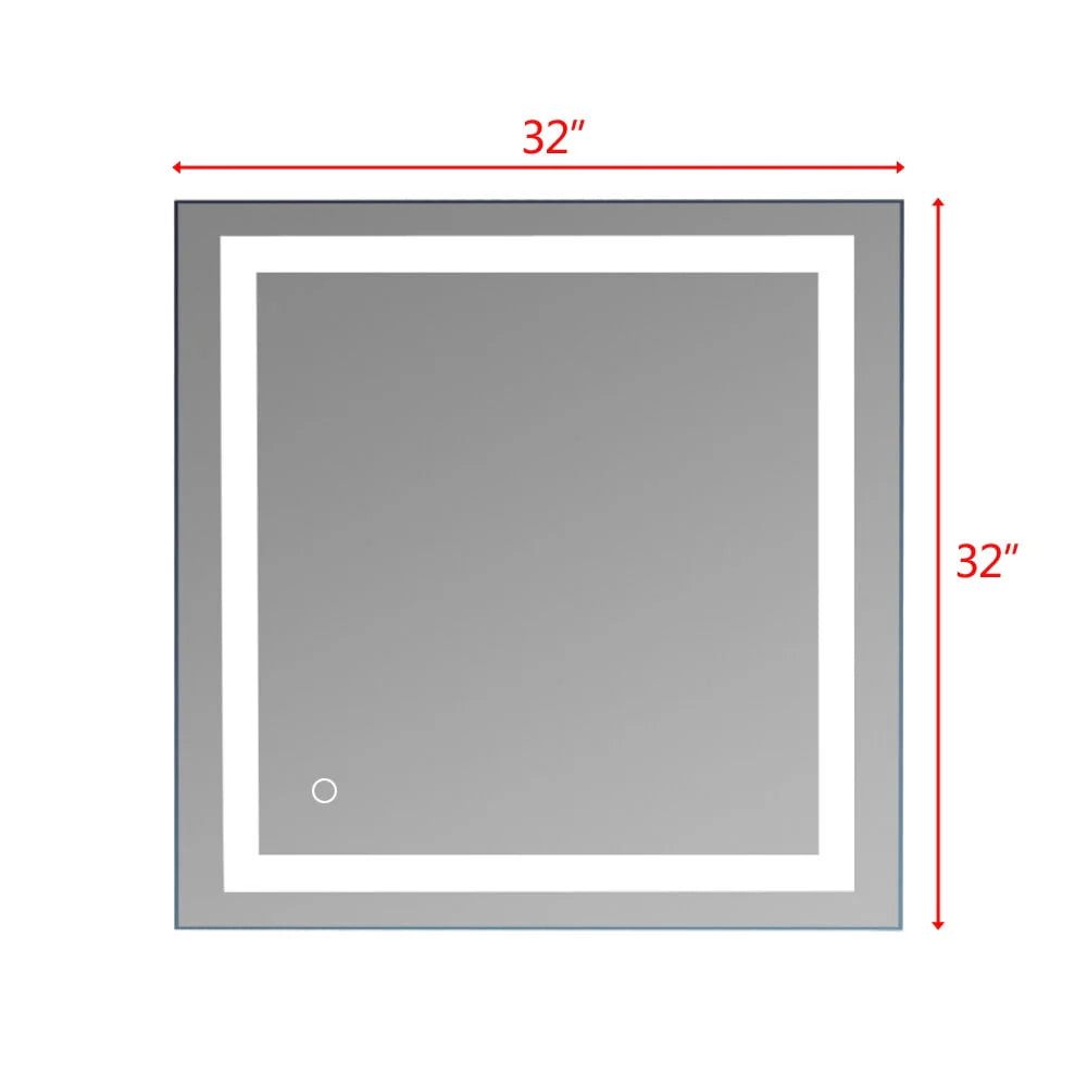 UBesGoo 32"x32'' Led Lighted Bathroom Mirror-Wall Mounted Touch Switch Illuminated Mirror,Vanity Mirrors for Home or Hotel,Silver
