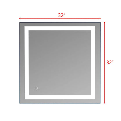 UBesGoo 32"x32'' Led Lighted Bathroom Mirror-Wall Mounted Touch Switch Illuminated Mirror,Vanity Mirrors for Home or Hotel,Silver