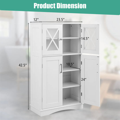 Costway Bathroom Storage Cabinet Linen Storage Cabinet with Doors and Adjustable Shelves White