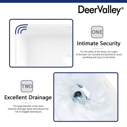 DeerValley DV-1V032 White Ceramic Rectangular Vessel Sink Above Counter White Bathroom Vanity Sink Bathroom Sink Art Basin (19.92'' L x 14'' W x 4.37'' H)
