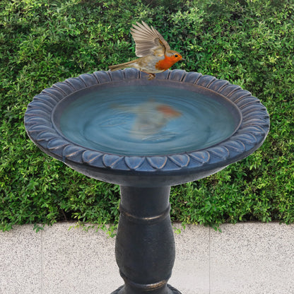 Sunnydaze Facade du Soleil Freestanding Glass Fiber Reinforced Concrete Outdoor Bird Bath, Blue
