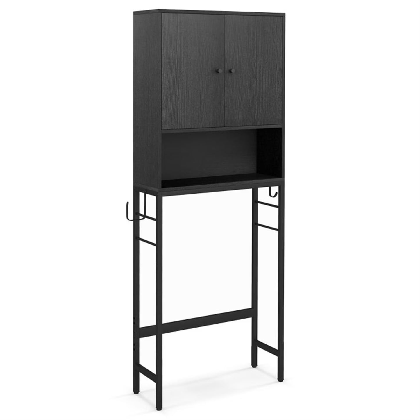 Finihen Over The Toilet Storage Cabinet, Storage Shelf, with 2 Doors and Adjustable Shelf, for Bathroom,Black