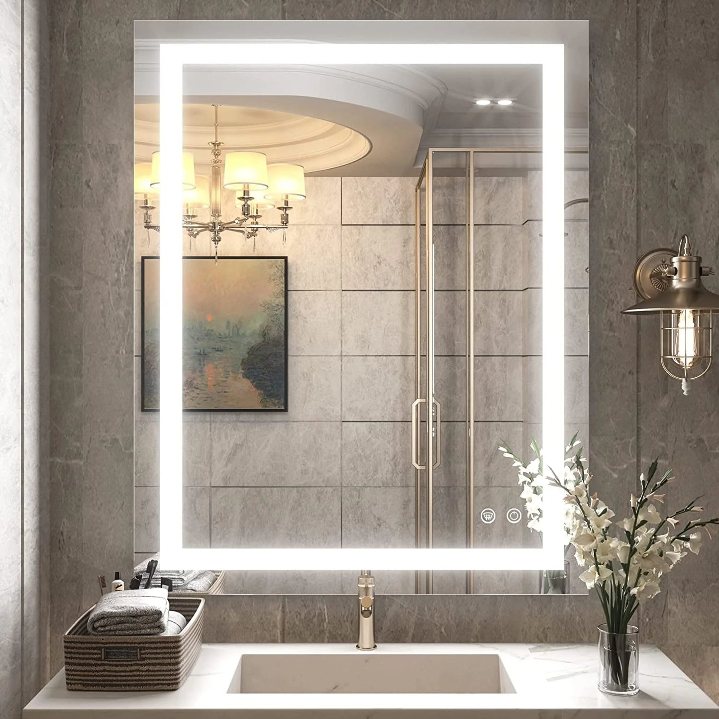 30 x 36 Bathroom LED Mirror Vanity Mirror with Lights,Dimmable ,Anti-Fog,Makeup Wall Mounted Modern Lighted Mirror