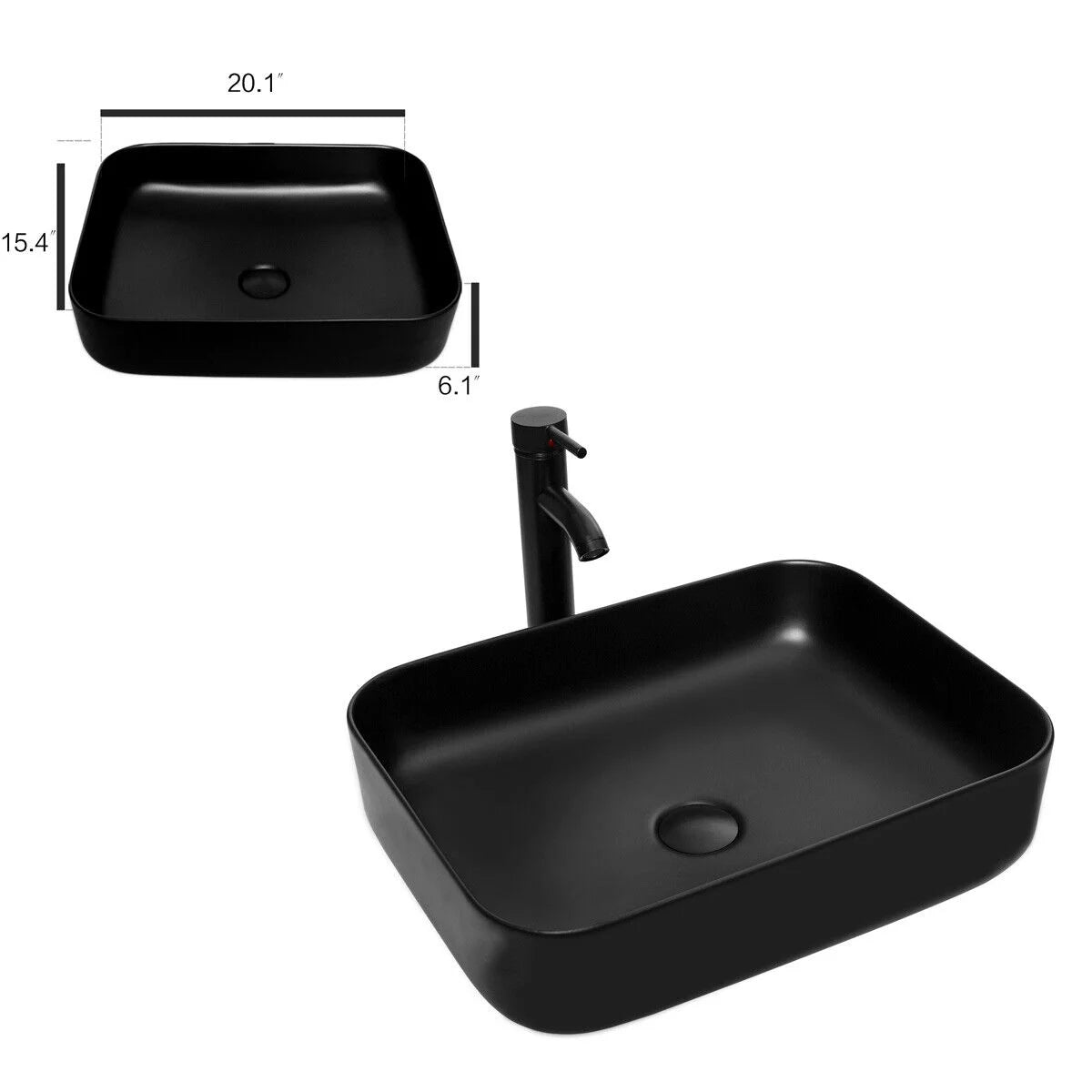 FULLWATT 28 Inch Modern Bathroom Vanity Set with Mirror Wall Mount Wood Color Cabinet Glass Sink Chrome Faucet and Pop Up Drain