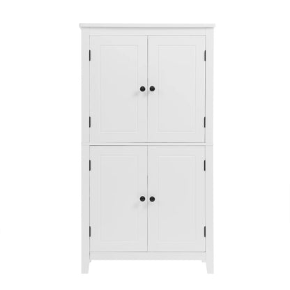 Bellemave Bathroom Floor Storage Cabinet with 4 Doors and Adjustable Shelf Freestanding Cabinet Multifunctional Small Storage Organizer for Living Room 23.6�?x 11.8�?x 43.3�?(White, 4 Doors)