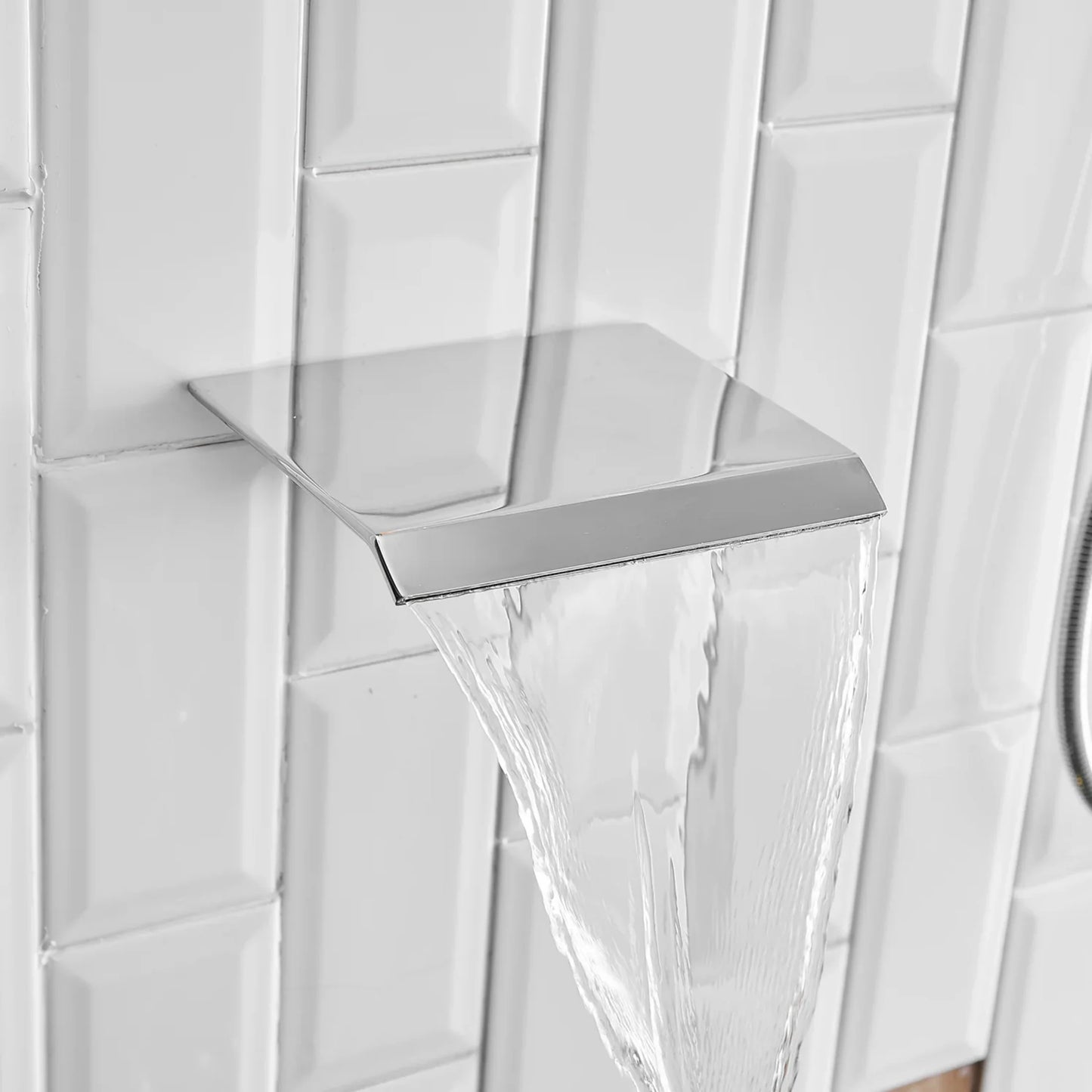 BWE Dual Shower Head Combo,12-inch High Pressure Rain Shower & Handheld Spray, with 59" Hose, 3-Way Diverter & Bathtub Spout Valve, Polished Chrome