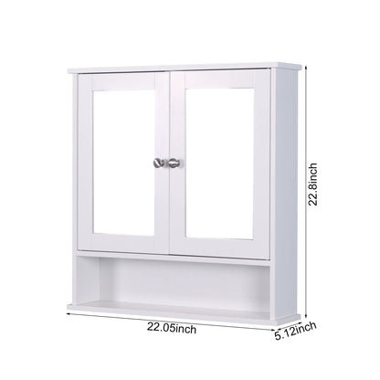 Algherohein Bathroom Cabinet Storage with Mirror,Medicine Cabinet over The Toilet Shelf,White