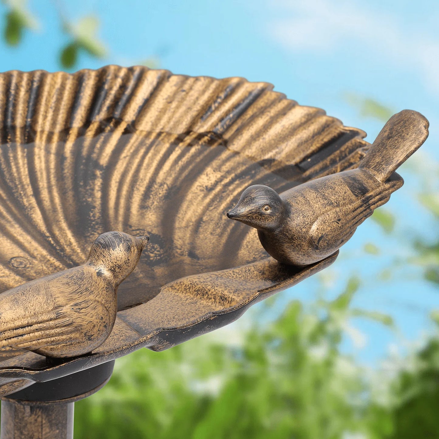 Magshion 28" Outdoor Garden Pedestal Bird Bath with Solar Pumb, for Patio Backyard Décor, Bronze