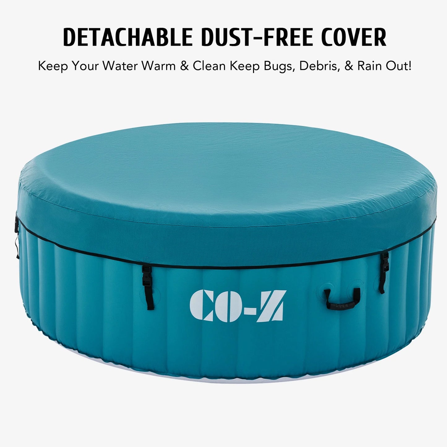 CO-Z 2-4 Persons Inflatable Hot Tub 6 ft Portable Pool and Bathtub w Air Jets Cover Teal