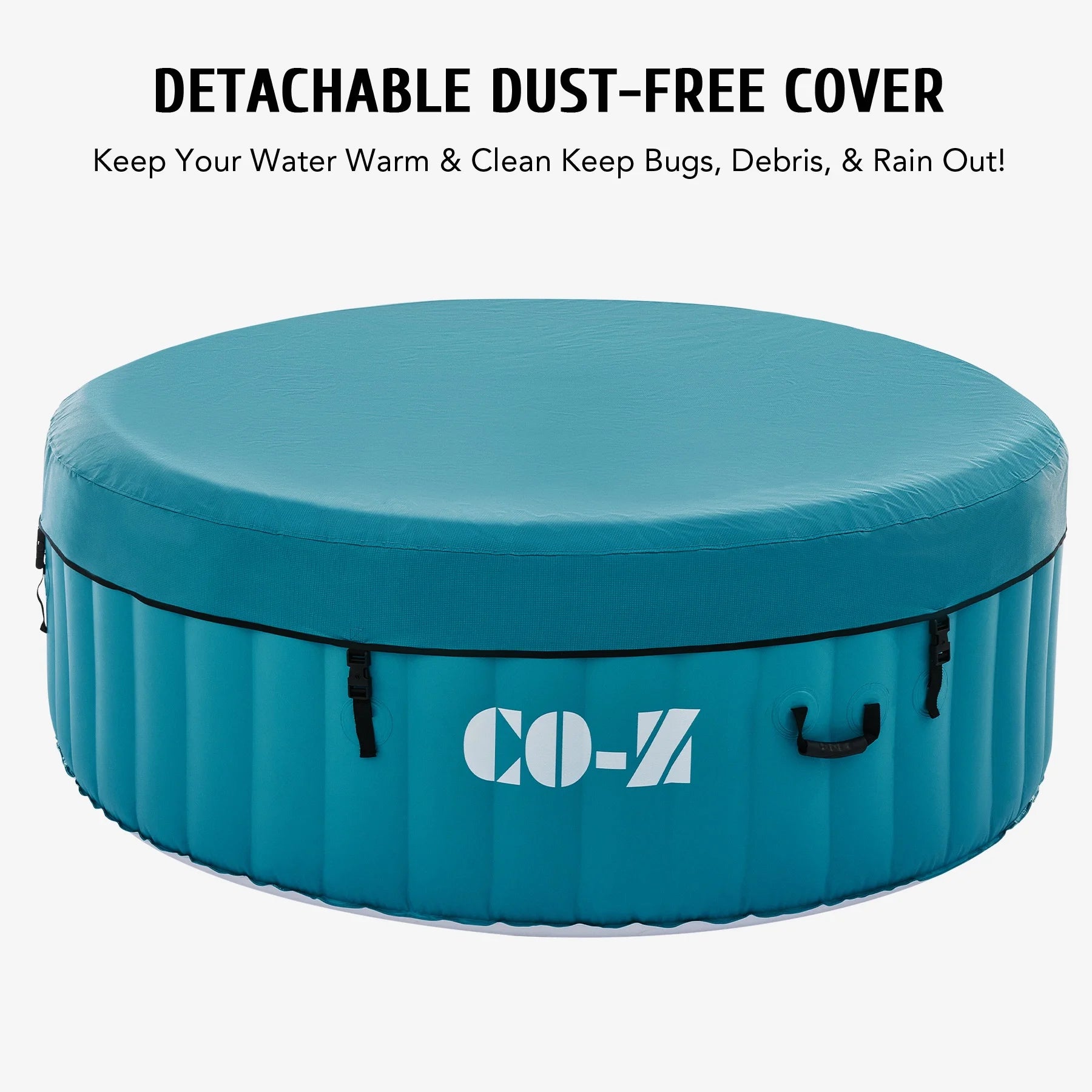 CO-Z 2-4 Persons Inflatable Hot Tub 6 ft Portable Pool and Bathtub w Air Jets Cover Teal