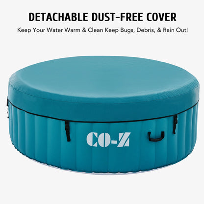 CO-Z 2-4 Persons Inflatable Hot Tub 6 ft Portable Pool and Bathtub w Air Jets Cover Teal