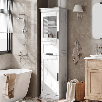 Roromall Bathroom Cabinet, Tall Storage Cabinet with Doors Adjustable Shelf, Freestanding Floor Pantry Cabinet for Kitchen, Living Room, Laundry Room, Home Office