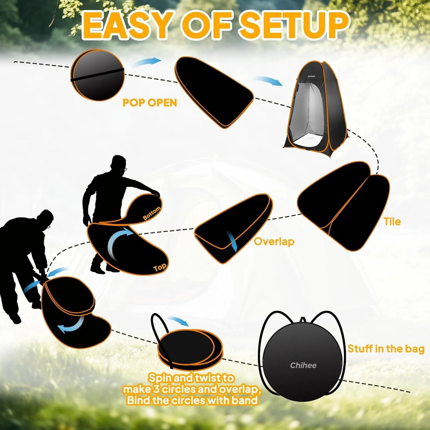 Outdoor Privacy Shelter Pop Up Camping Bathroom Tent - Black, 1 Room Camp Toilet Stall Shower Tents for Hiking, Fishing, and Travel