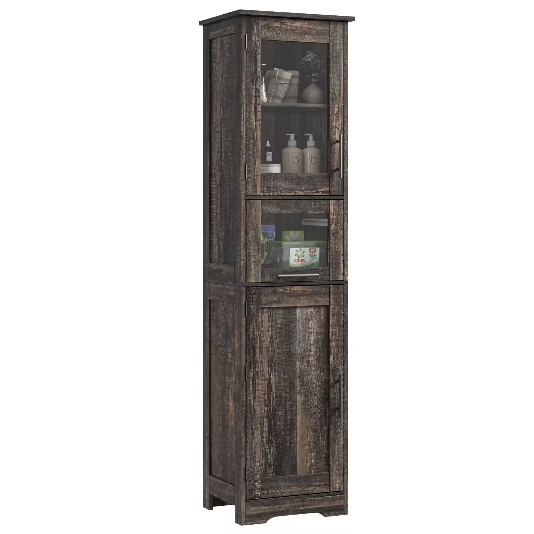 66.9" Tall Bathroom Cabinet, Slim Bathroom Storage Cabinet with Doors and Adjustable Shelf, Freestanding Floor Pantry Cabinet for Kitchen, Living Room, Laundry Room, Home Office, White 15.7 Inch
