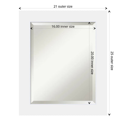 Amanti Art Beveled Wood Bathroom Wall Mirror - Corvino White Frame Outer Size: 21 x 25 in