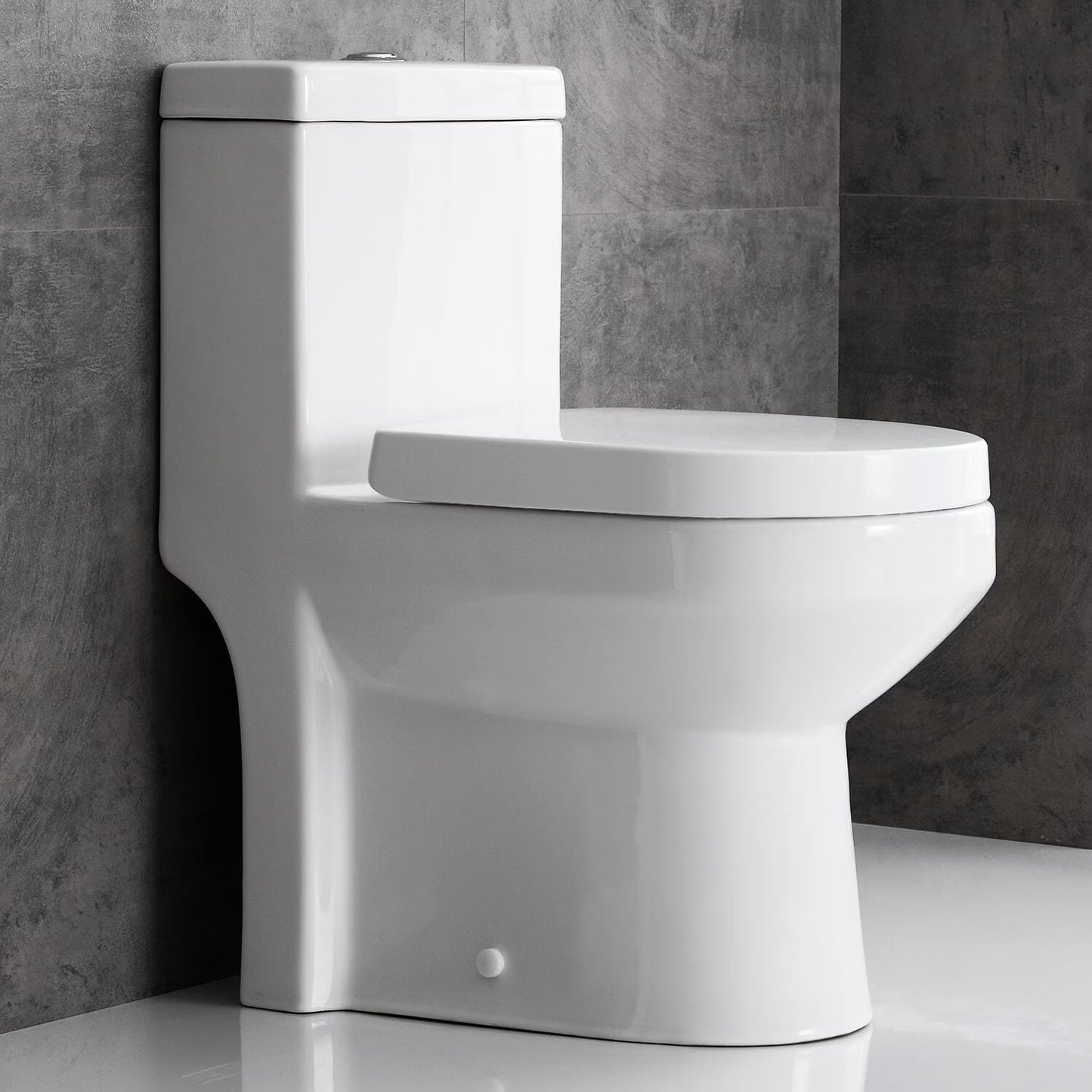 HOROW Small Toilet One Piece Short Compact Bathroom Tiny Mini Commode Water Closet Dual Flush Concealed Trapway