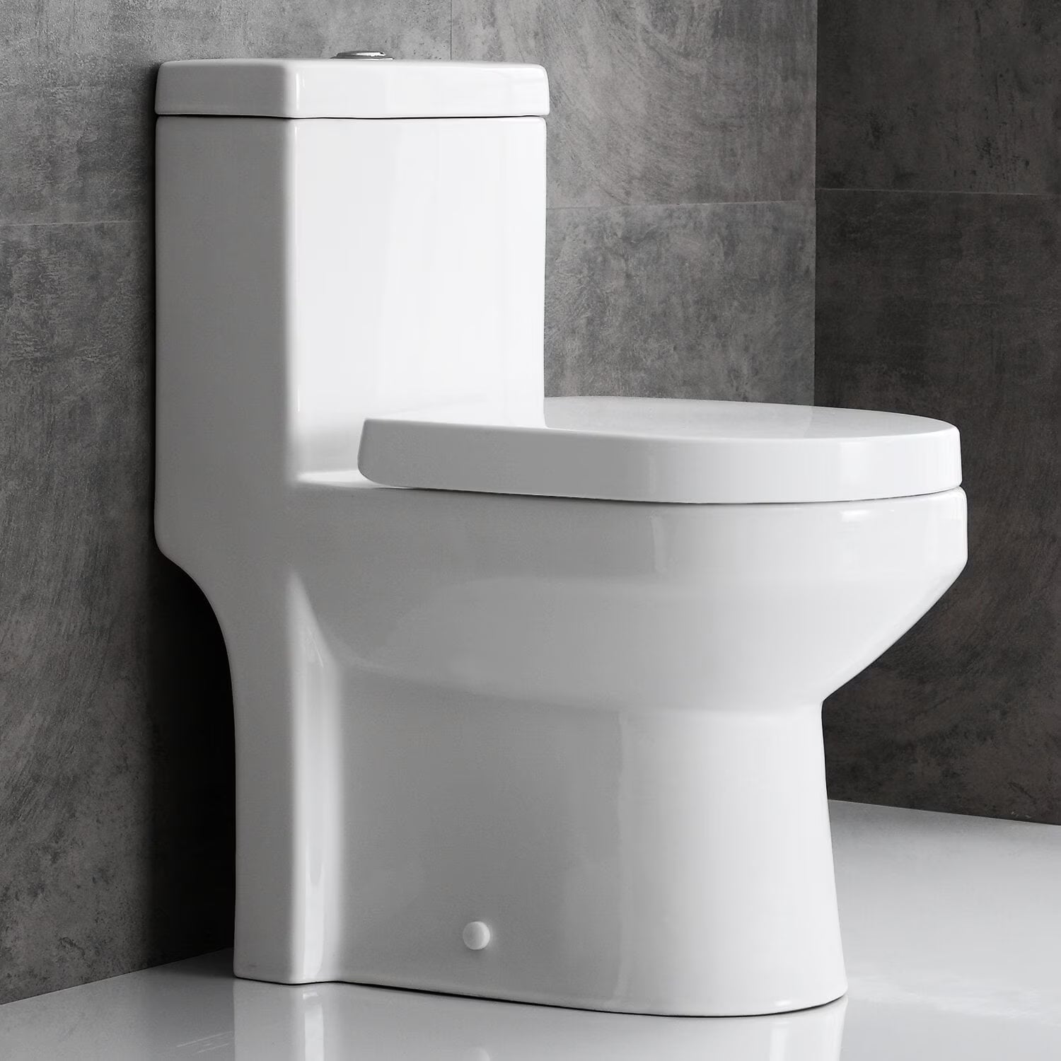 HOROW Small Toilet One Piece Short Compact Bathroom Tiny Mini Commode Water Closet Dual Flush Concealed Trapway