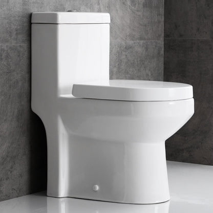 HOROW Small Toilet One Piece Short Compact Bathroom Tiny Mini Commode Water Closet Dual Flush Concealed Trapway