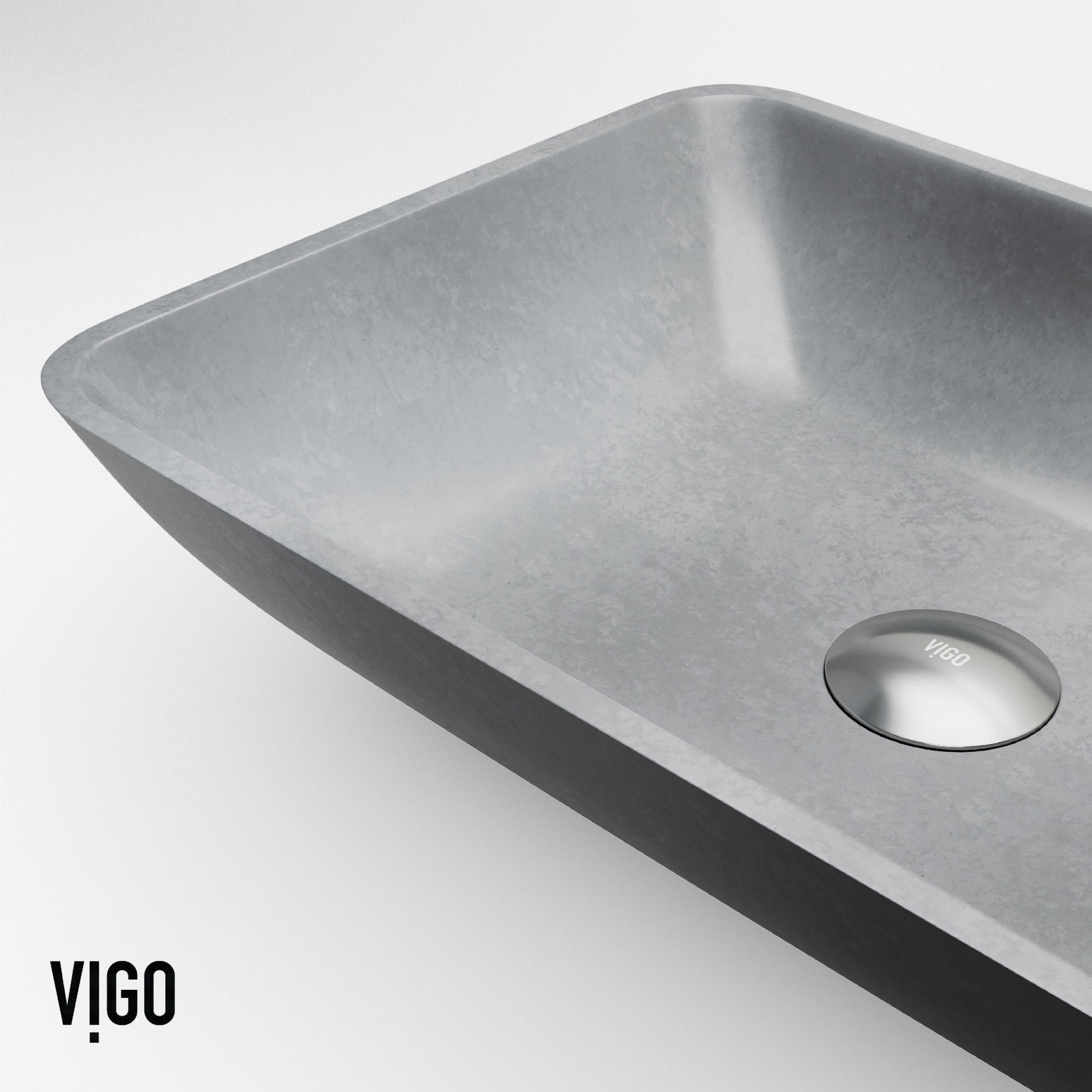 VIGO Duomo Gothic Gray Concreto Stone 18 in. L x 13 in. W x 4 in. H Rectangular Vessel Bathroom Sink