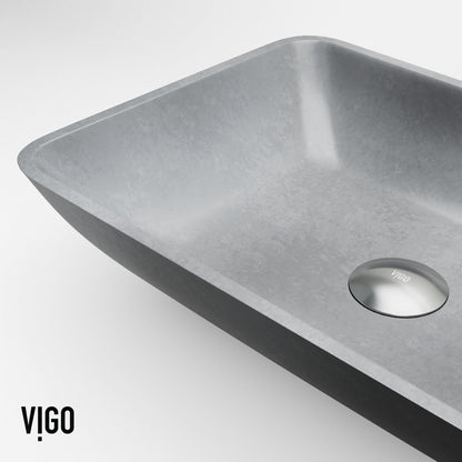 VIGO Duomo Gothic Gray Concreto Stone 18 in. L x 13 in. W x 4 in. H Rectangular Vessel Bathroom Sink