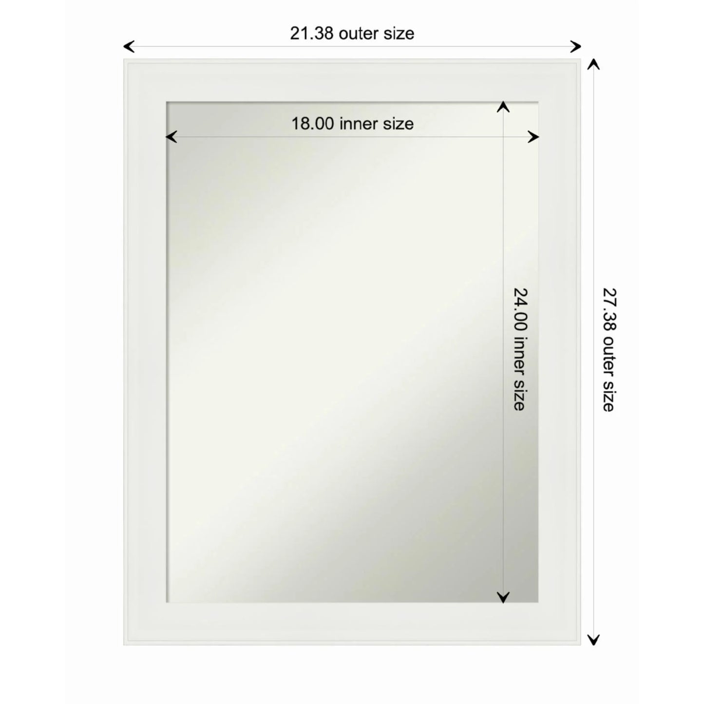 Amanti Art Vanity White Framed Non-Beveled Bathroom Vanity Wall Mirror - 21.5 x 27.5 in