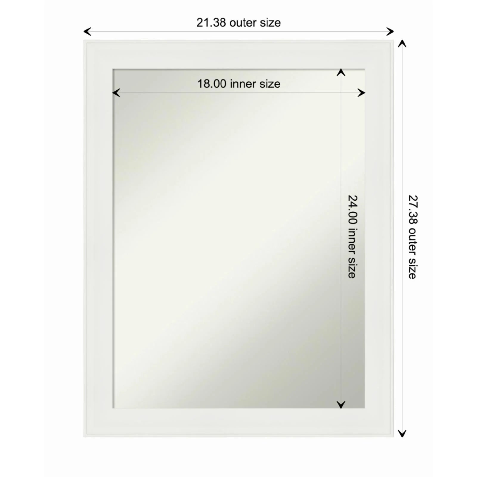 Amanti Art Vanity White Framed Non-Beveled Bathroom Vanity Wall Mirror - 21.5 x 27.5 in