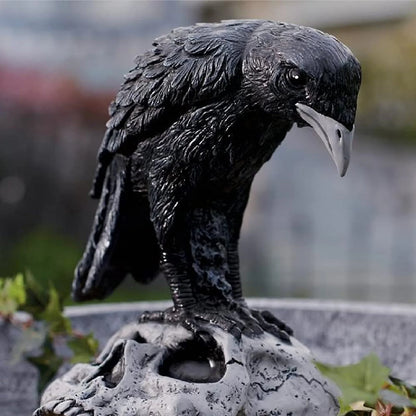 Huntermoon Garden Statue Sculpture Multi-Purpose Crows Black Halloween Home Decor Polyresin Bird Bath