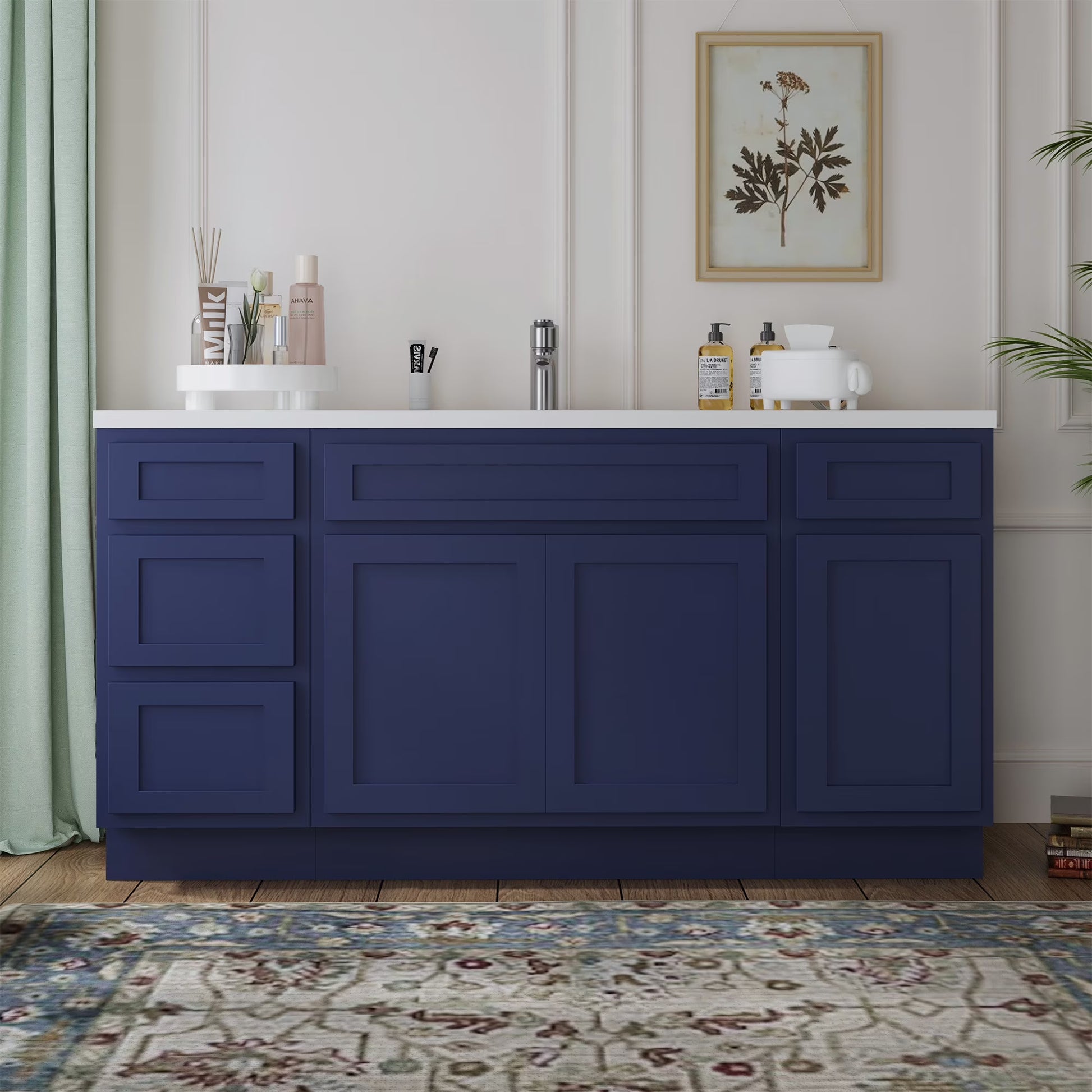 60 in. W x 21 in. D x 32.5 in. H Freestanding Bathroom Vanity Cabinet without Top in Smoky Gray