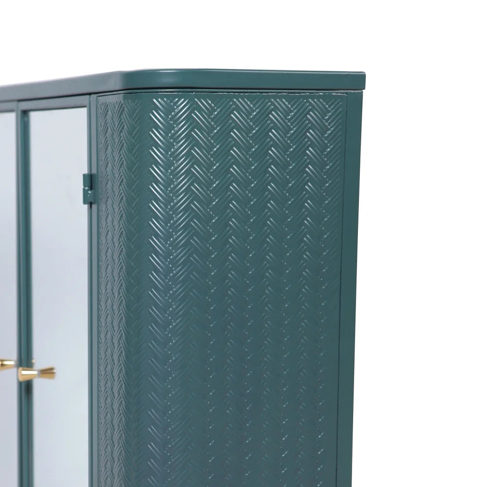 Army Green Bathroom Cabinet - Wall-Mounted Mirror Storage with 2 Doors & Open Shelf - Farmhouse Metal Frame for Vanity/Toilet