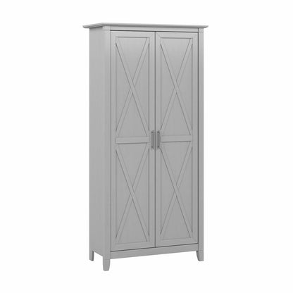 Bush Furniture Key West Tall Bathroom Storage Cabinet with Doors, Bing Cherry