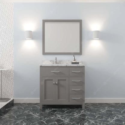 Caroline Parkway 36" Single Bath Vanity in Gray with Cultured Marble Quartz Top and Round Sink