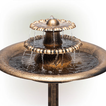 Alpine Corporation 3-Tiered Pedestal Outdoor Water Fountain and Bird Bath, Bronze