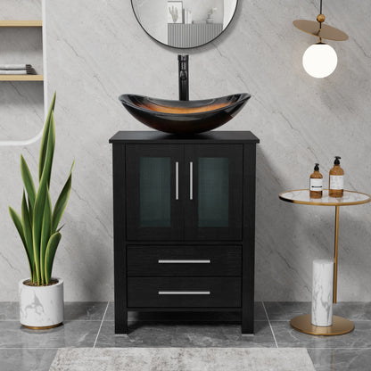 Eclife 24" Freestanding Single Bathroom Vanity with Vessel Sink, Manufactured Wood Top