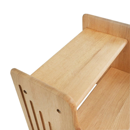 CONSDAN Hardwood Oak 2-Tier Step Stool, Kids Stool for Bathroom Kitchen Toilet, Natural Color