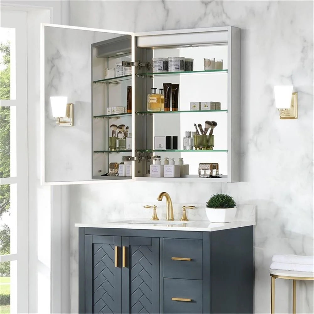 Carsoli Rectangle 24" Frameless Surface-Mount/Recessed LED Lighted Bathroom Medicine Cabinet