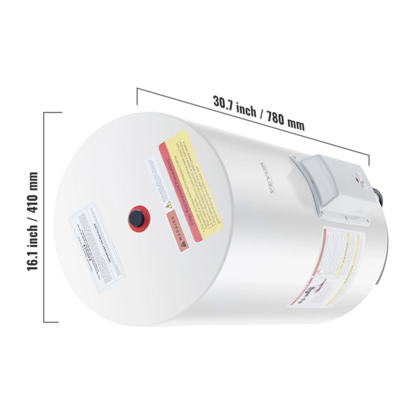 VEVOR Electric Water Heater, 18 Gallon Tank Instant Hot Water Heater, 1.6Kw Tankless Water Heater w/ LED Display,Knob Control, IPX4 Waterproof Side Connection On Demand Heaters for Shower, Bath