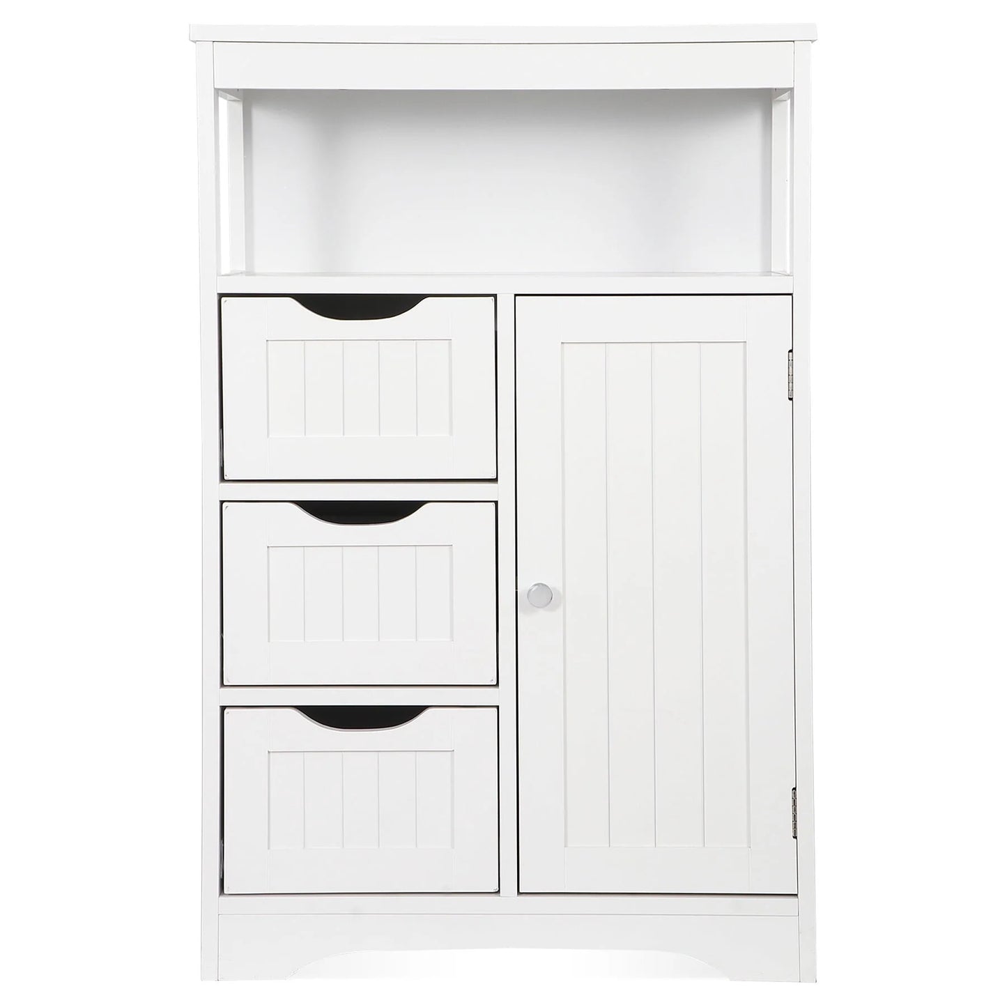 ZENY Bathroom Floor Cabinet, Free Standing Storage Cabinet with 3 Drawers and Adjustable Shelf, Modern Cupboard for Home Living Room Office, White