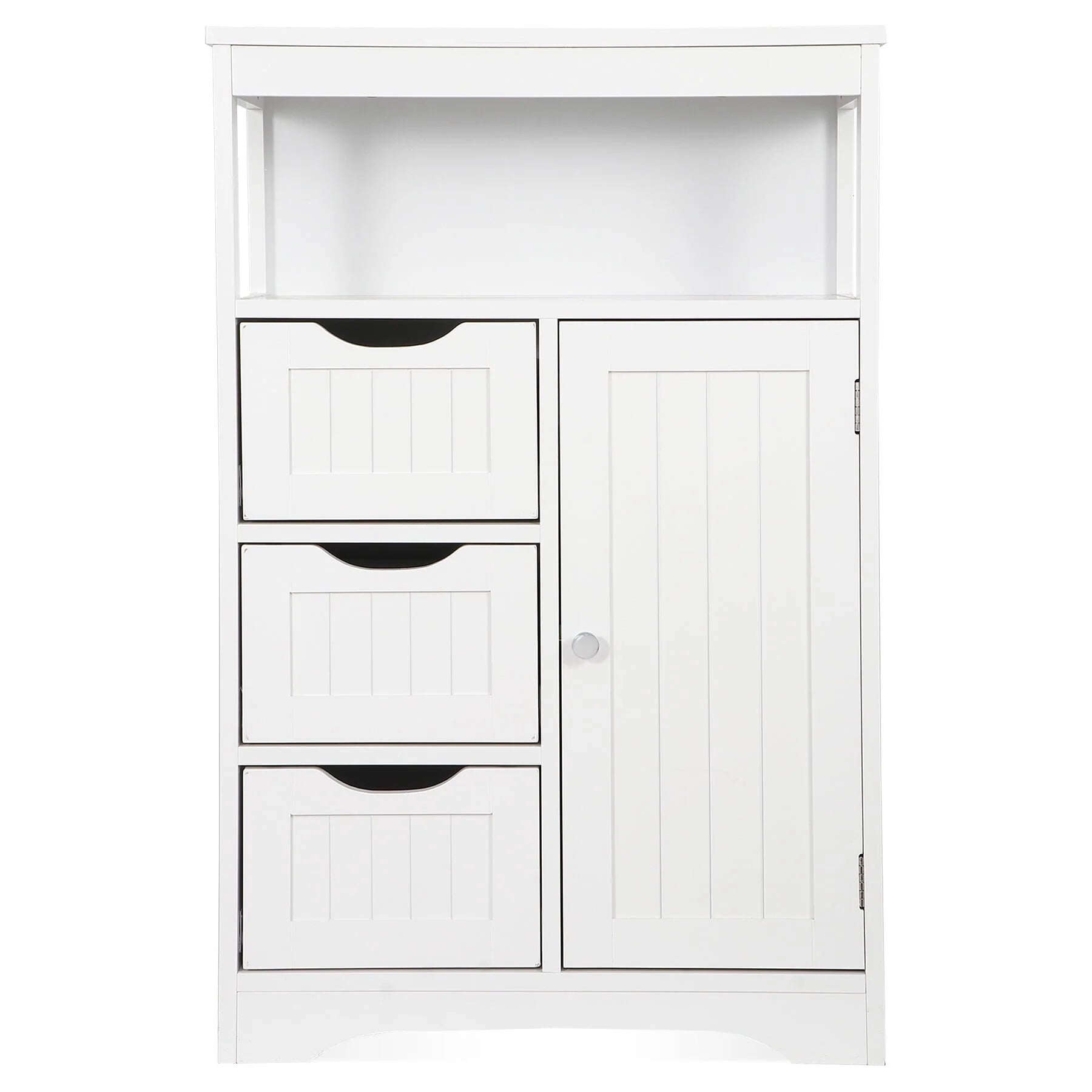 ZENY Bathroom Floor Cabinet, Free Standing Storage Cabinet with 3 Drawers and Adjustable Shelf, Modern Cupboard for Home Living Room Office, White