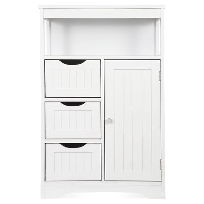 ZENY Bathroom Floor Cabinet, Free Standing Storage Cabinet with 3 Drawers and Adjustable Shelf, Modern Cupboard for Home Living Room Office, White