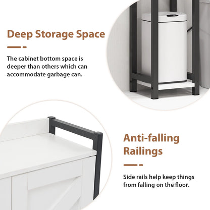 JOIVI Over The Toilet Storage Cabinet, Over Toilet Bathroom Organizer with Adjustable Shelf and Double Doors, Home Space-Saving Toilet Rack, White