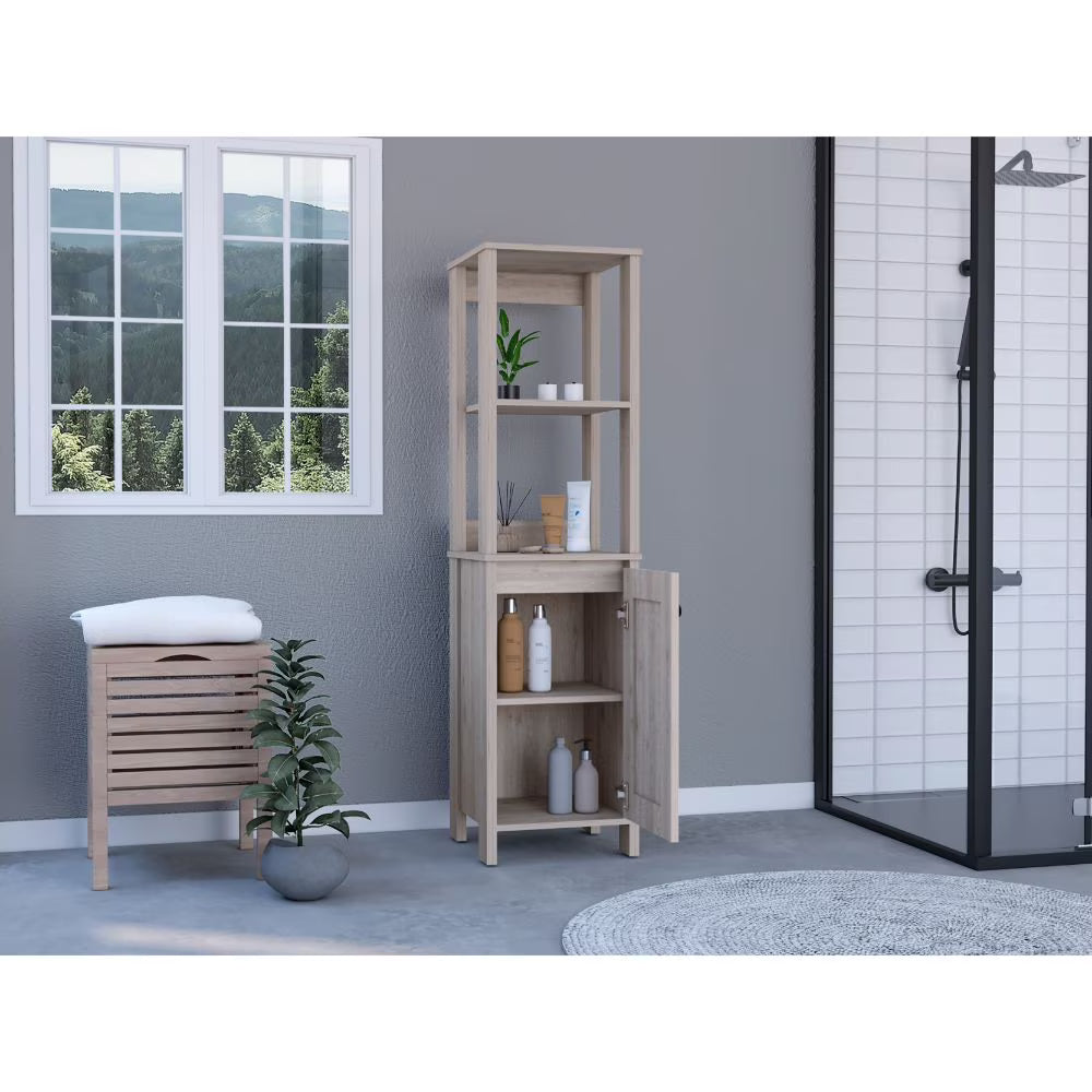 DUOSONG Medicine Cabinet Irvine, One External Shelf, Light Gray Finish Light Gray Particle Board Bath & Faucets Bathroom Storage
