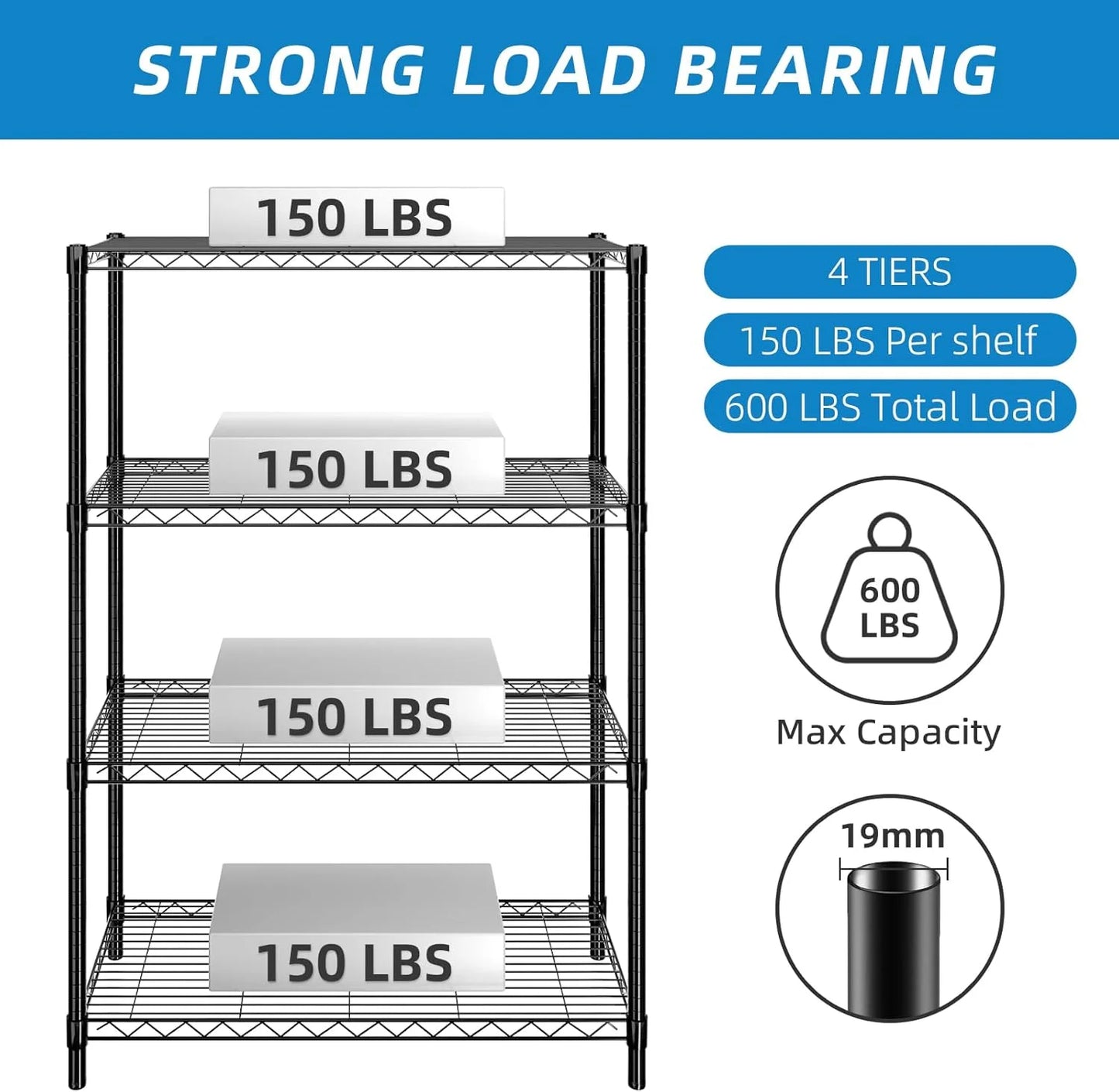 3-Shelf Adjustable Metal Shelf Wire Shelving Storage Rack for Office,Kitchen,Bedroom,Bathroom,Laundry,Pantry Basement,Garage(Chrome,36" L x 14" W x 30" H)
