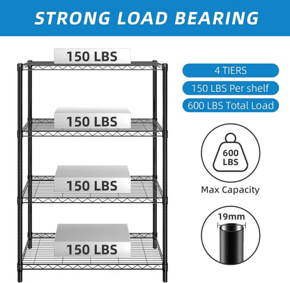 3-Shelf Adjustable Metal Shelf Wire Shelving Storage Rack for Office,Kitchen,Bedroom,Bathroom,Laundry,Pantry Basement,Garage(Chrome,36" L x 14" W x 30" H)