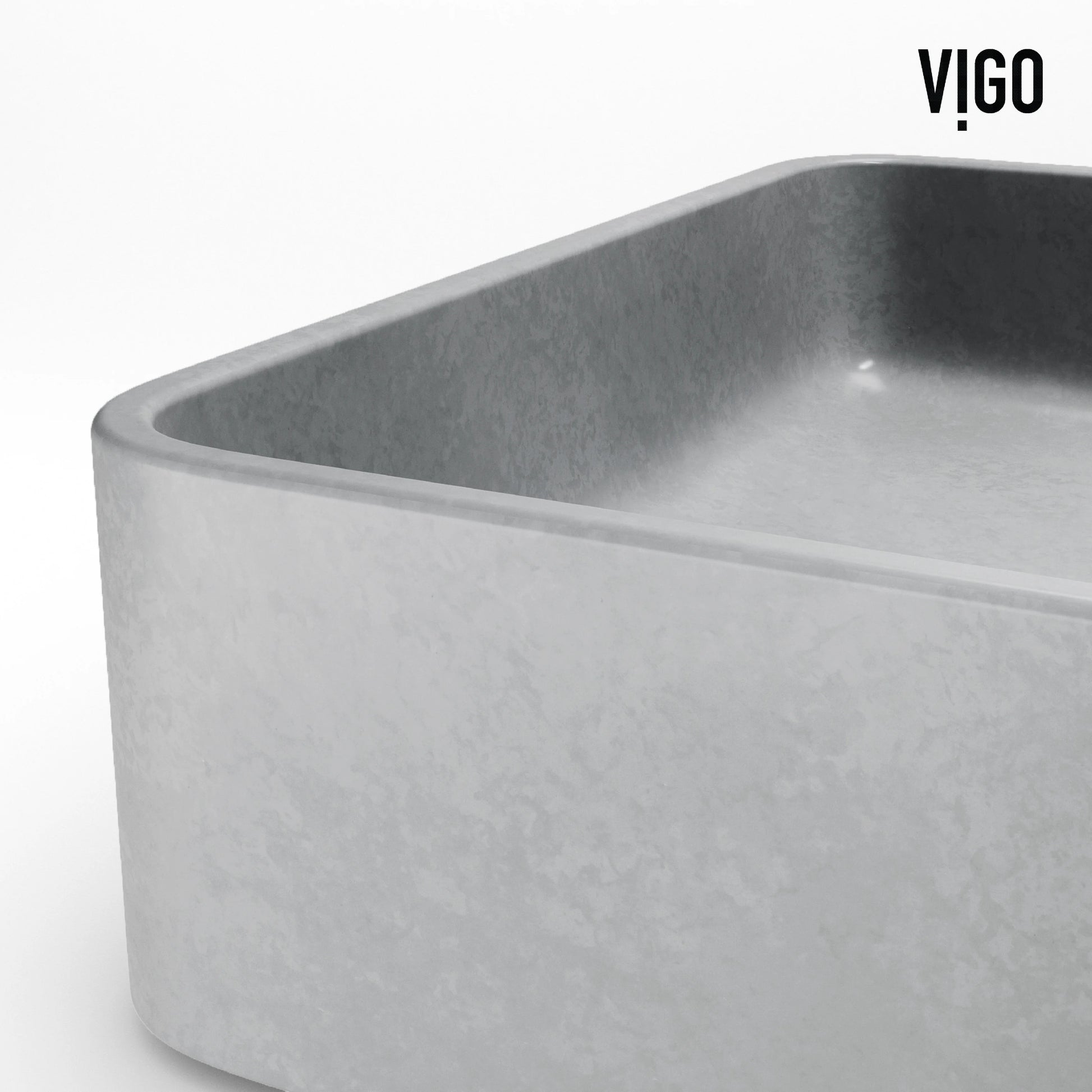 VIGO Basilica Gothic Gray Concreto Stone 23 in. L x 14 in. W x 4 in. H Rectangular Vessel Bathroom Sink