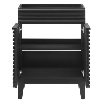 Vanity Cabinet (Sink not included), Black, Wood, Mid Century Hotel Bedroom Bathroom, Modern Contemporary HB33433