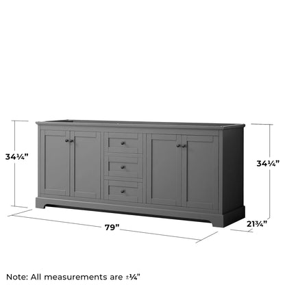 Wyndham Collection 80" Wood Double Bathroom Vanity without Mirror in Blue