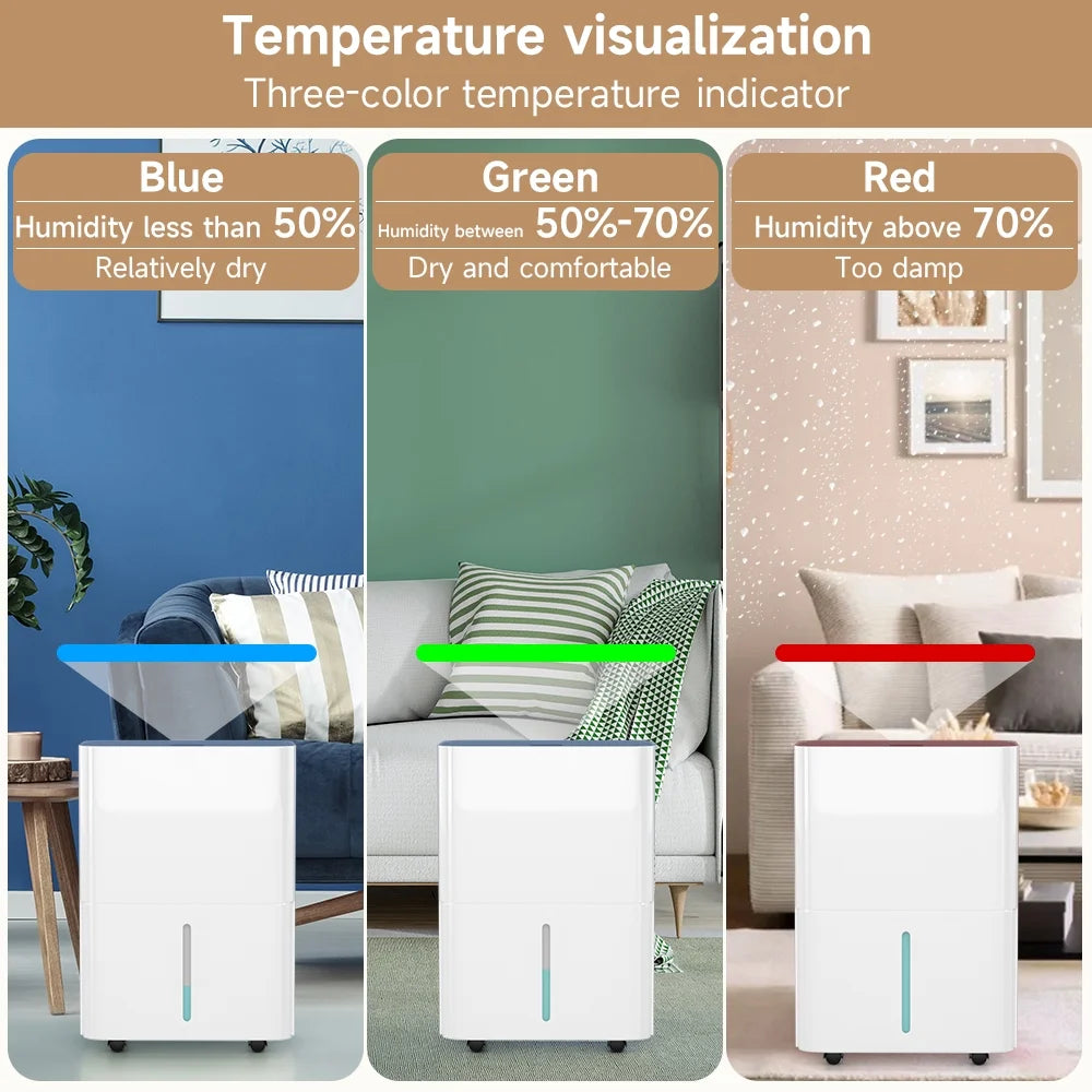 Dehumidifiers for Home, 2500 Sq.Ft with Drain Hose Max 26 Pints, Dehumidifier for Basement, Bathroom, Bedroom, Three Modes, Intelligent Humidity Control, Dry Clothes, 24HR Timer