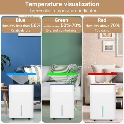 Dehumidifiers for Home, 2500 Sq.Ft with Drain Hose Max 26 Pints, Dehumidifier for Basement, Bathroom, Bedroom, Three Modes, Intelligent Humidity Control, Dry Clothes, 24HR Timer