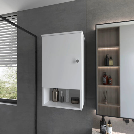 Carrizo Medicine Cabinet In Melamine with One Door,White,White Melamine Bath Faucets Bathroom Storage