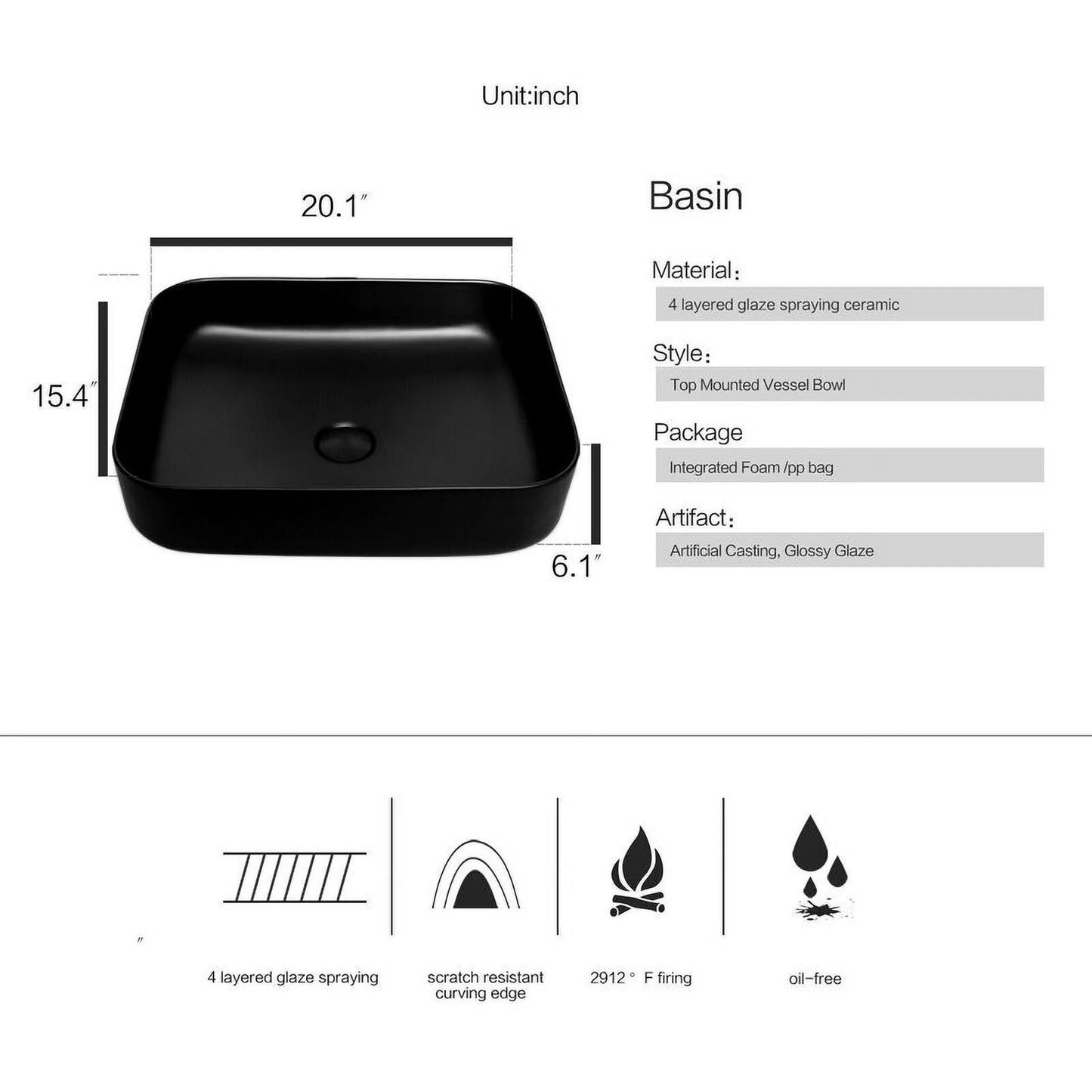 FULLWATT 28 Inch Modern Bathroom Vanity Set with Mirror Wall Mount Wood Color Cabinet Glass Sink Chrome Faucet and Pop Up Drain